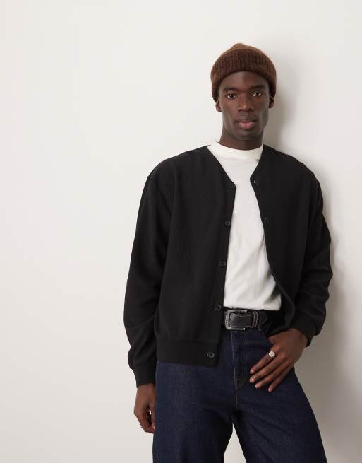 ASOS DESIGN – Czarny prążkowany kardigan oversize