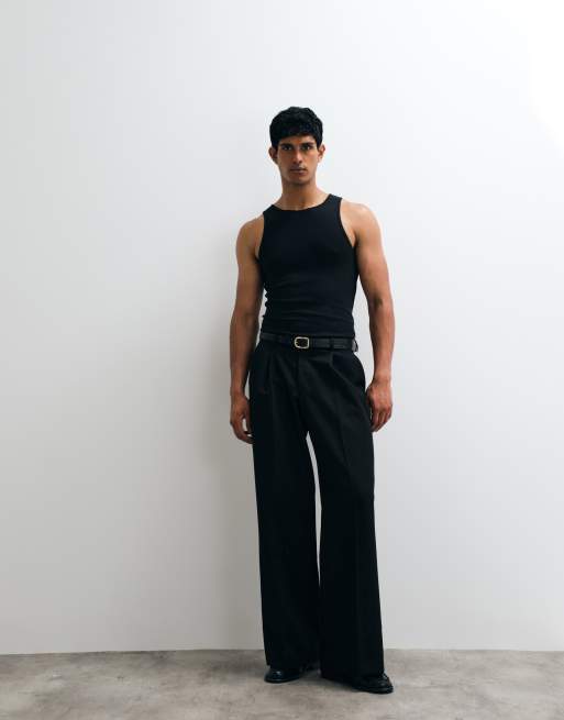 ASOS DESIGN – Czarny prążkowany podkoszulek basic o kroju podkreślającym sylwetkę, 4 z 5