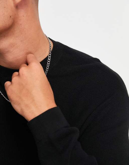 ASOS DESIGN – Czarny prążkowany sweter oversize z lekkiego materiału, 4 z 4