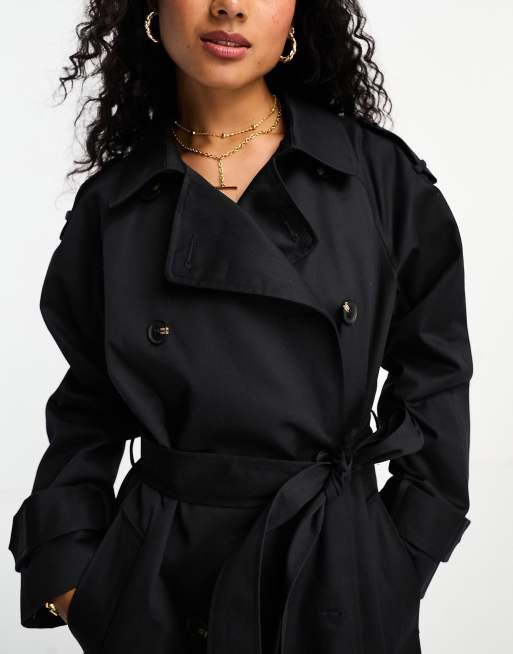 ASOS DESIGN – Czarny prochowiec o wydłużonym fasonie, 3 z 4
