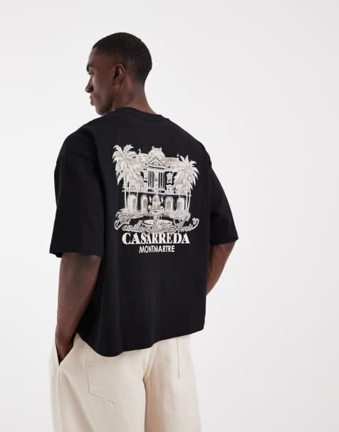 ASOS DESIGN – Czarny pudełkowy T-shirt oversize z grafiką z motywem hotelu - view 1