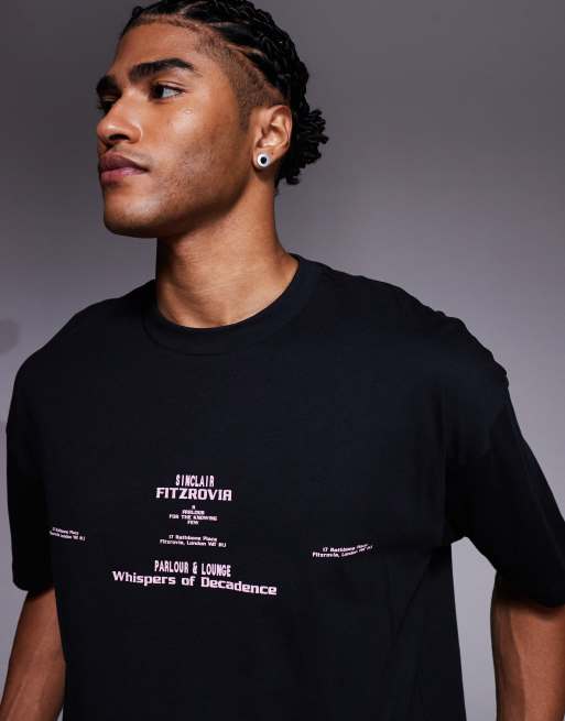 ASOS DESIGN – Czarny pudełkowy T-shirt oversize z grafiką z tekstem, 5 z 5