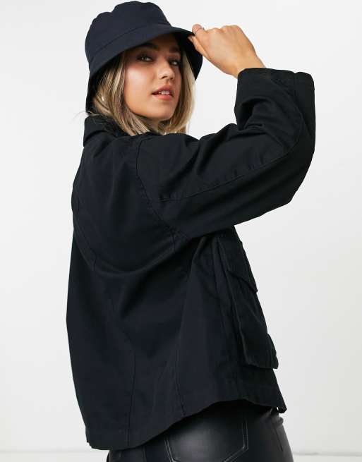ASOS DESIGN – Czarny shacket z bawełny z kieszeniami, 2 z 4