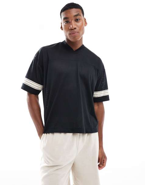 ASOS DESIGN – Czarny siateczkowy T-shirt oversize o pudełkowym kroju w sportowym stylu - view 1