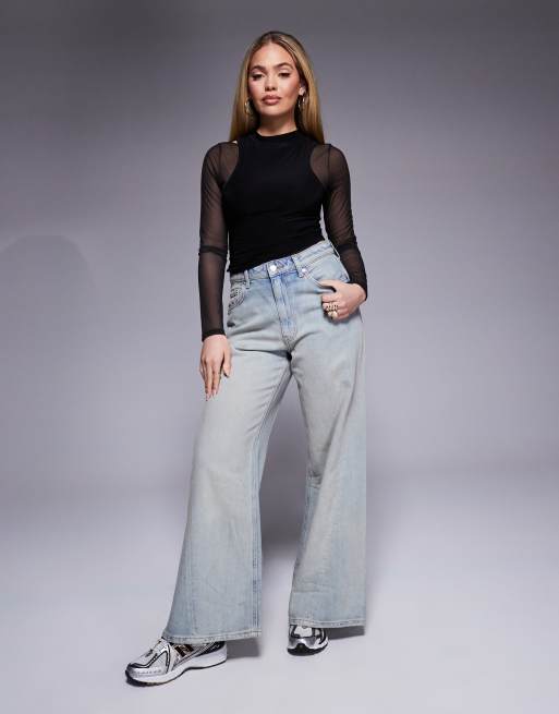ASOS DESIGN – Czarny siateczkowy top z długim rękawem i golfem, 3 z 4
