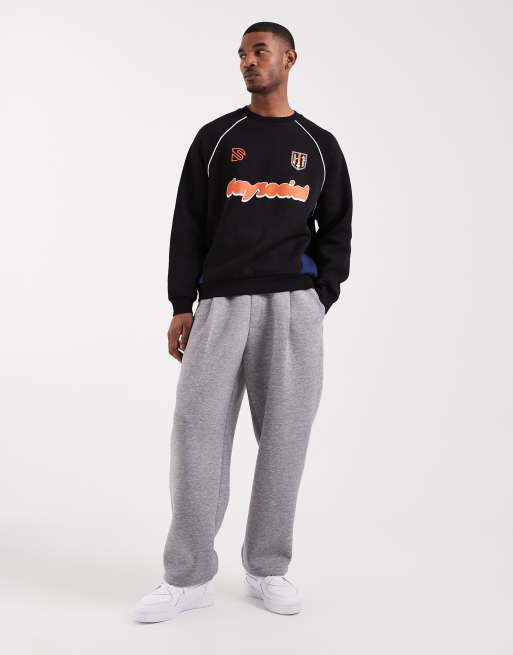 ASOS DESIGN – Czarny sportowy top oversize z okrągłym dekoltem i wypustkami, 3 z 5