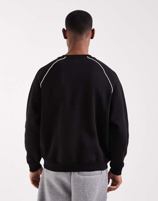 ASOS DESIGN – Czarny sportowy top oversize z okrągłym dekoltem i wypustkami, 5 z 5