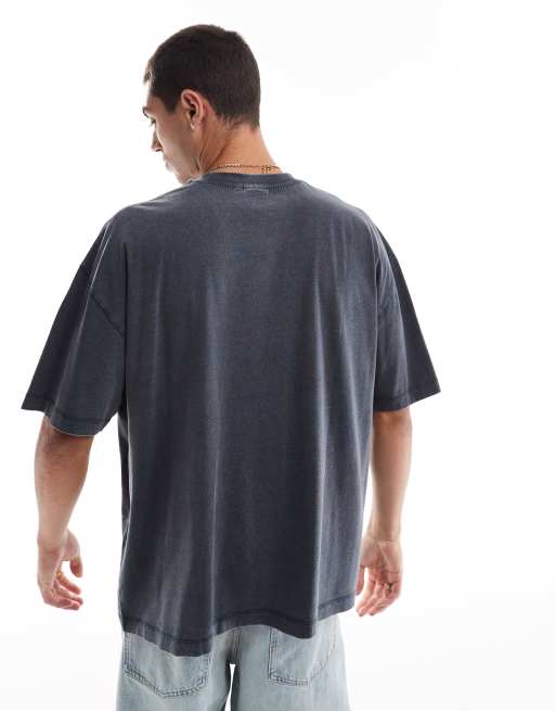 ASOS DESIGN – Czarny sprany T-shirt oversize unisex z licencjonowanym nadrukiem Aerosmith, 4 z 4