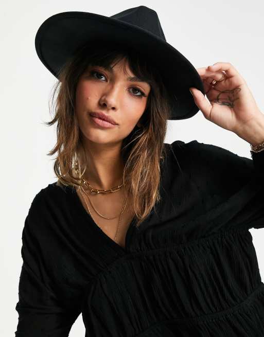 ASOS DESIGN – Czarny strukturalny kapelusz Fedora z regulacją rozmiaru, 4 z 4