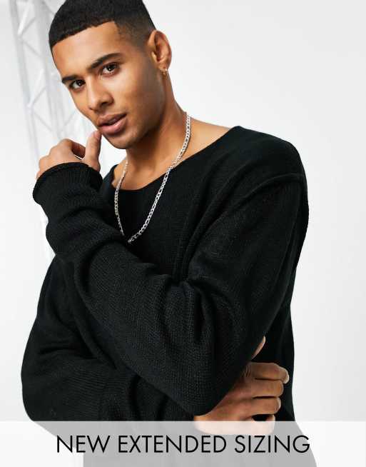ASOS DESIGN – Czarny sweter oversize z teksturowanej dzianiny