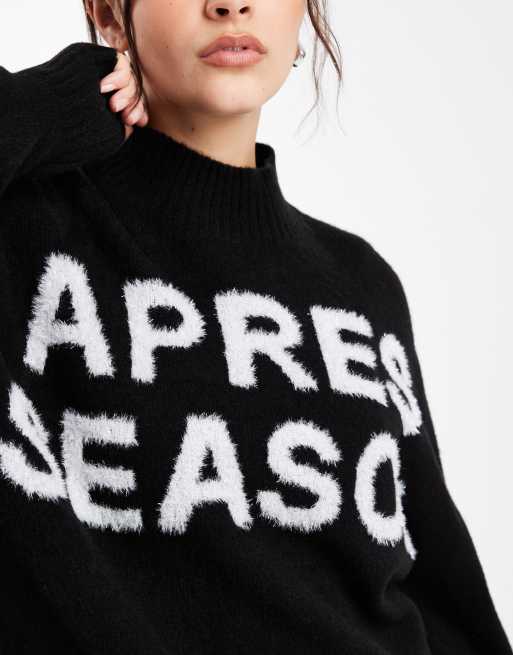 ASOS DESIGN – Czarny sweter z golfem i puszystym napisem, 3 z 4