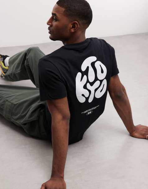ASOS DESIGN – Czarny T-shirt o regularnym kroju z napisem „Kyoto” - view 1
