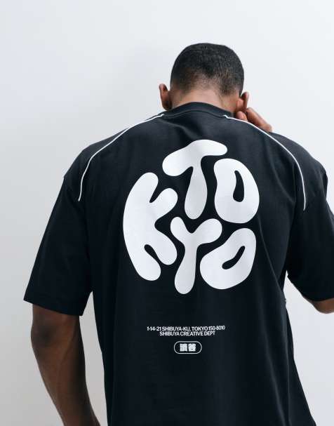 ASOS DESIGN boxy oversized t-shirt with Kyoto graphic in black
