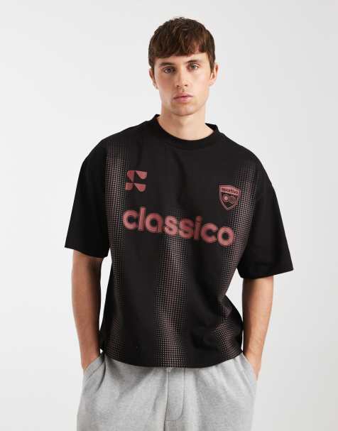 ASOS DESIGN – Czarny T-shirt oversize o pudełkowym kroju z grafiką z kwiatami - view 1