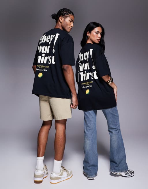 ASOS DESIGN – Czarny T-shirt oversize unisex z licencjonowanym nadrukiem Sprite, 4 z 4