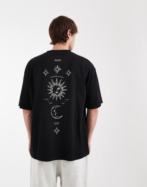 ASOS DESIGN – Czarny T-shirt oversize z astrologiczną grafiką - view 1
