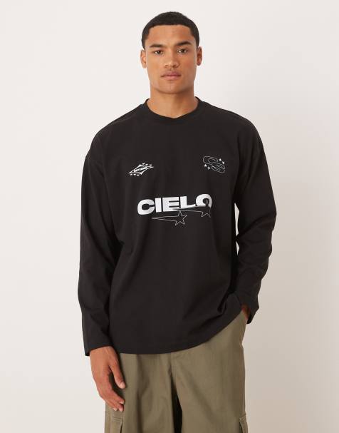 ASOS DESIGN oversized long sleeved t-shirt with print detail in black