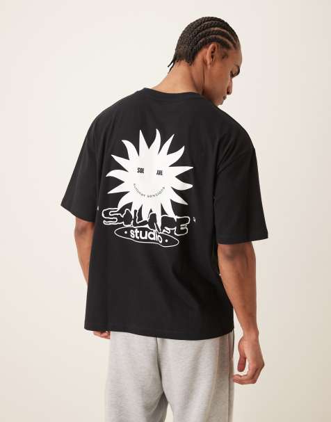 ASOS DESIGN – Czarny T-shirt oversize z grafiką Solare Studio - view 1