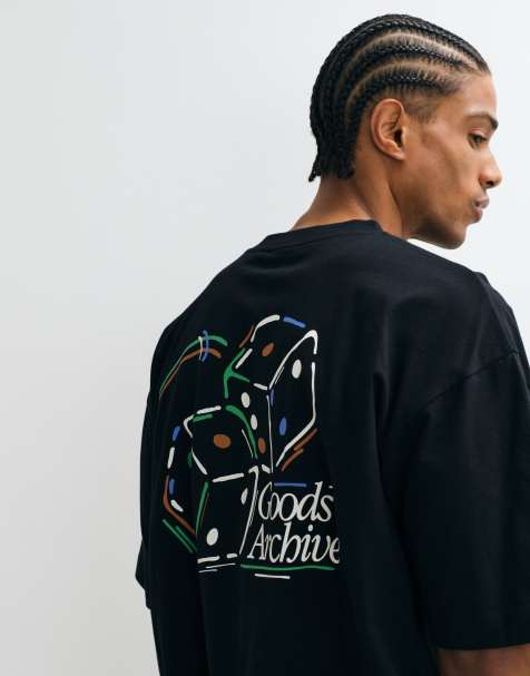 ASOS DESIGN – Czarny T-shirt oversize z grafiką z motywem kości - view 1