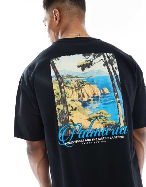 ASOS DESIGN oversized t-shirt with scenic graphic in black