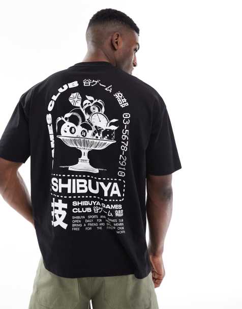 ASOS DESIGN – Czarny T-shirt oversize z grafiką z motywem „Shibuya“ - view 1