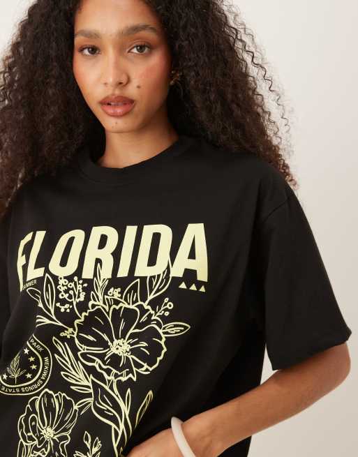 ASOS DESIGN – Czarny T-shirt oversize z grafiką z napisem Florida, 3 z 4