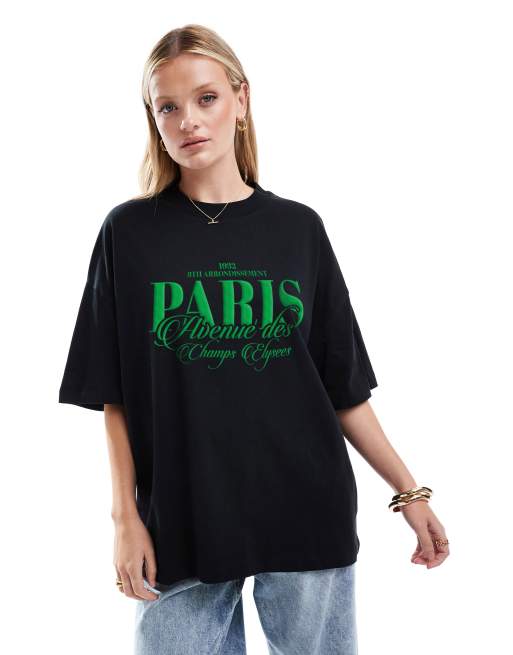 ASOS DESIGN – Czarny T-shirt oversize z grafiką z napisem Paris, 3 z 3