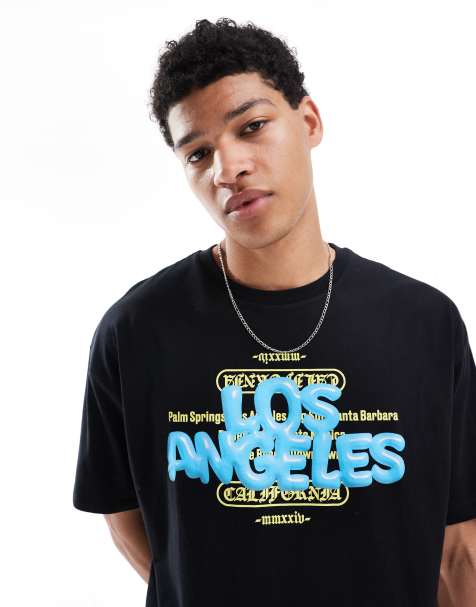 ASOS DESIGN oversized t-shirt with city front graphic in black