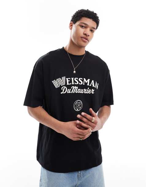 ASOS DESIGN – Czarny T-shirt oversize z grafiką z tekstem - view 1