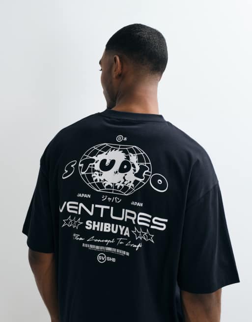 ASOS DESIGN – Czarny T-shirt oversize z grafiką z tekstem, 4 z 5