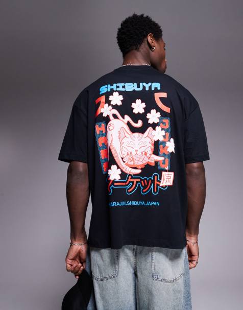 ASOS DESIGN oversized t-shirt with souvenir graphic in black