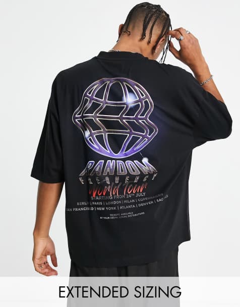 ASOS DESIGN – Czarny T-shirt oversize z miejskim nadrukiem na plecach - view 1