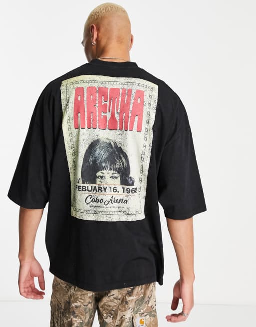 ASOS DESIGN – Czarny T-shirt oversize z nadrukiem Arethy Franklin