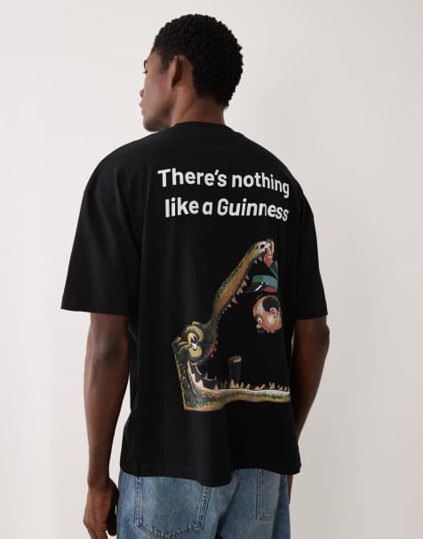 ASOS DESIGN – Czarny T-shirt oversize z nadrukiem Guinness - view 1