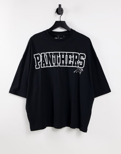 ASOS DESIGN – Czarny T-shirt oversize z nadrukiem NFL Panthers z przodu i z tyłu