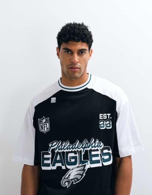 ASOS DESIGN – Czarny T-shirt oversize z nadrukiem NFL Philadelphia Eagles, 5 z 5