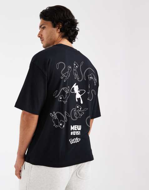 ASOS DESIGN – Czarny T-shirt oversize z nadrukiem Pokemona Mewtwo - view 1