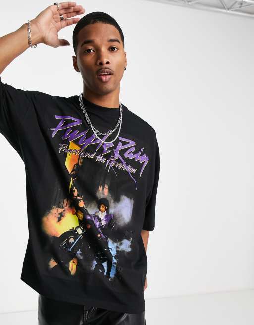 ASOS DESIGN – Czarny T-shirt oversize z nadrukiem „Purple Rain” i Prince'a, 2 z 4