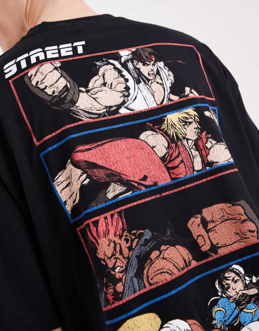 ASOS DESIGN – Czarny T-shirt oversize z nadrukiem „Street Fighter“, 4 z 5