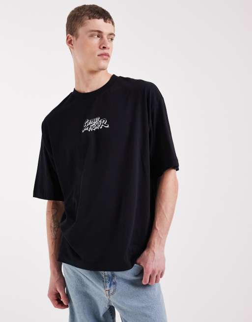 ASOS DESIGN – Czarny T-shirt oversize z nadrukiem „Street Fighter“, 5 z 5