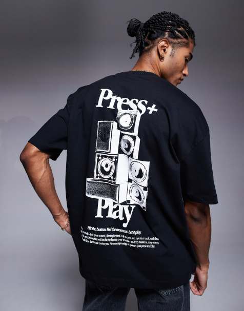 ASOS DESIGN oversized t-shirt with front and back print in black