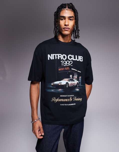 ASOS DESIGN – Czarny T-shirt oversize z nadrukiem z przodu - view 1