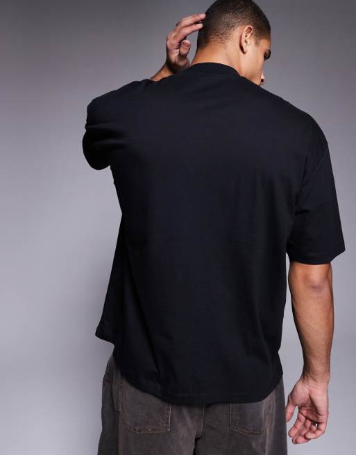 ASOS DESIGN – Czarny T-shirt oversize, z zabudowanym dekoltem  , 3 z 4