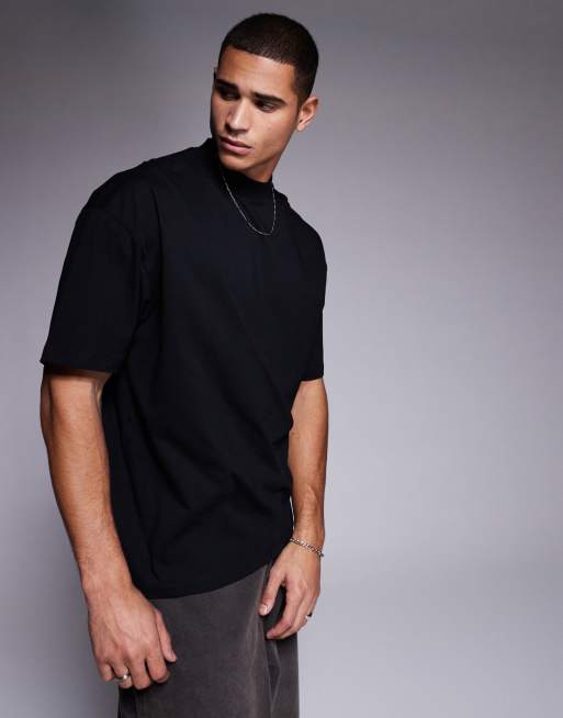 ASOS DESIGN – Czarny T-shirt oversize, z zabudowanym dekoltem  , 4 z 4