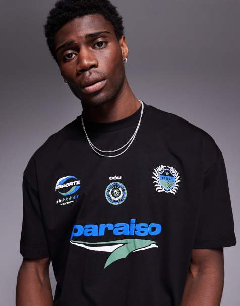 ASOS DESIGN oversized t-shirt with sports graphic in black