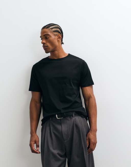ASOS DESIGN – Czarny T-shirt premium o regularnym kroju z bawełny SUPIMA®, 2 z 10