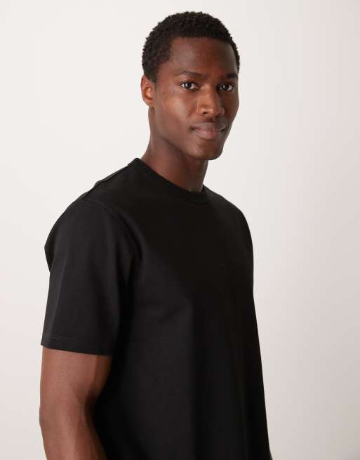 ASOS DESIGN – Czarny T-shirt premium z okrągłym dekoltem i szwami interlock , 4 z 4