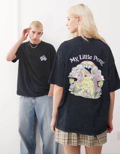ASOS DESIGN – Czarny T-shirt unisex o fasonie oversize z nadrukiem z napisem My Little Pony - view 1