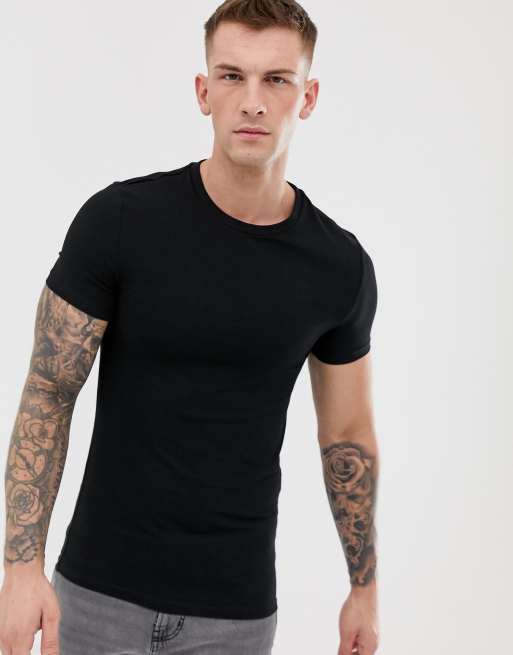 ASOS DESIGN – Czarny t-shirt z okrągłym dekoltem o kroju podkreślającym sylwetkę