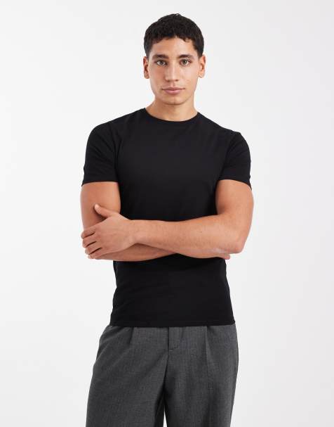 ASOS DESIGN – Czarny t-shirt z okrągłym dekoltem o kroju podkreślającym sylwetkę - view 1